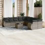 Gartensofagarnitur 11-teilig mit grauen Kissen aus synthetischem Rattan. von , Modulare Sofas für den Außenbereich - Ref: For...