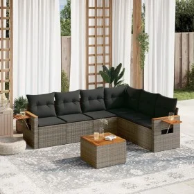 7-teiliges Gartensofa-Set mit grauen PE-Rattan-Kissen. von , Gartensets - Ref: Foro24-3226851, Preis: 424,30 €, Rabatt: %