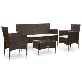 Garden furniture set 4 pieces with brown synthetic rattan cushions by vidaXL, Garden sets - Ref: Foro24-45888, Price: 218,16 ...