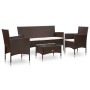 Garden furniture set 4 pieces with brown synthetic rattan cushions by vidaXL, Garden sets - Ref: Foro24-45888, Price: 195,20 ...