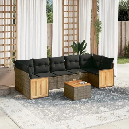 Gartensofagarnitur 8-teilig mit grauen Polstern aus synthetischem Rattan von , Gartensets - Ref: Foro24-3227495, Preis: 498,6...