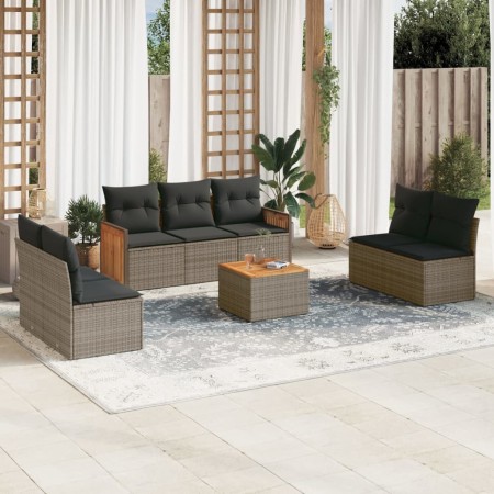 Gartensofagarnitur 8-teilig mit grauen Polstern aus synthetischem Rattan von , Gartensets - Ref: Foro24-3227565, Preis: 444,5...