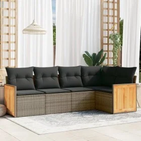 Gartensofa-Set mit 5-teiligen Kissen aus grauem synthetischem Rattan von , Gartensets - Ref: Foro24-3227628, Preis: 328,44 €,...