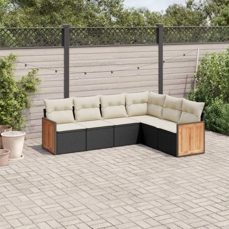 Set de sofás de jardín 6 piezas y cojines ratán sintético negro de , Conjuntos de jardín - Ref: Foro24-3227680, Precio: 373,0...