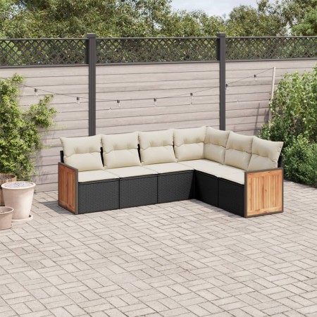 Set de sofás de jardín 6 piezas y cojines ratán sintético negro by , Garden sets - Ref: Foro24-3227680, Price: 347,69 €, Disc...