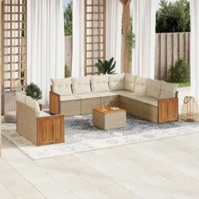 Gartensofa-Set mit 10-teiligen beigen Kissen aus synthetischem Rattan. von , Gartensets - Ref: Foro24-3227787, Preis: 706,80 ...