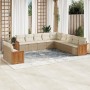 Gartensofa-Set 11-teilig mit beigen Polstern aus synthetischem Rattan von , Gartensets - Ref: Foro24-3227808, Preis: 678,18 €...