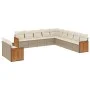 Set de sofás de jardín 11pzas con cojines ratán sintético beige by , Garden sets - Ref: Foro24-3227808, Price: 753,18 €, Disc...