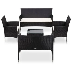 Garden furniture and cushions set 5 pieces black synthetic rattan by vidaXL, Garden sets - Ref: Foro24-45893, Price: 301,24 €...