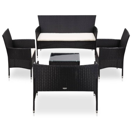 Gartenmöbel- und Kissenset 5-teilig aus schwarzem synthetischem Rattan von vidaXL, Gartensets - Ref: Foro24-45893, Preis: 304...