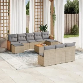 Gartensofa-Set 11-teilig mit beigen Polstern aus synthetischem Rattan von , Gartensets - Ref: Foro24-3228075, Preis: 621,18 €...