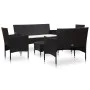 Set muebles de jardín y cojines 5 piezas ratán sintético negro de vidaXL, Conjuntos de jardín - Ref: Foro24-45893, Precio: 29...
