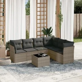 7-teiliges Gartensofa-Set mit grauen PE-Rattan-Kissen. von , Gartensets - Ref: Foro24-3249529, Preis: 424,20 €, Rabatt: %