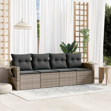 Set de sofás de jardín 4 pzas y cojines ratán sintético gris by , Garden sets - Ref: Foro24-3252217, Price: 274,00 €, Discoun...