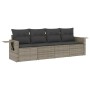 Set de sofás de jardín 4 pzas y cojines ratán sintético gris by , Garden sets - Ref: Foro24-3252217, Price: 274,00 €, Discoun...
