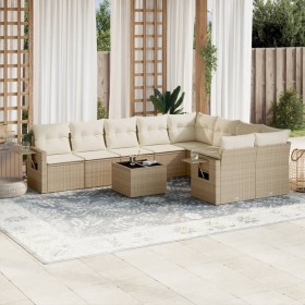 Gartensofa-Set mit 10-teiligen beigen Kissen aus synthetischem Rattan. von , Gartensets - Ref: Foro24-3252985, Preis: 733,78 ...