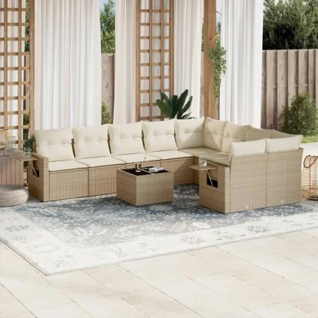 Juego de sofás jardín con cojines beige 10 pzas ratán sintético by , Garden sets - Ref: Foro24-3252985, Price: 719,94 €, Disc...