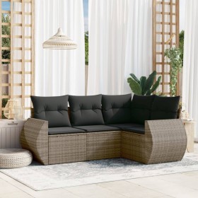 Set de sofás de jardín 4 pzas y cojines ratán sintético gris de , Conjuntos de jardín - Ref: Foro24-3253647, Precio: 319,19 €...