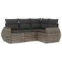 Gartensofagarnitur 4-teilig mit grauen Polstern aus synthetischem Rattan von , Gartensets - Ref: Foro24-3253647, Preis: 296,6...