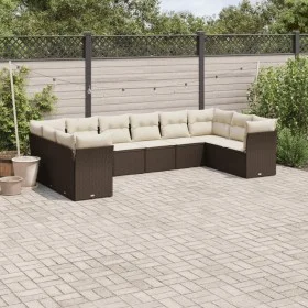 Set de sofás de jardín 10 pzas y cojines ratán sintético marrón by , Garden sets - Ref: Foro24-3218203, Price: 666,43 €, Disc...