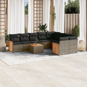 Set de sofás de jardín 10 pzas con cojines ratán sintético gris by , Garden sets - Ref: Foro24-3227992, Price: 581,93 €, Disc...