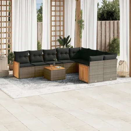 Gartensofa-Set, 10-teilig, mit grauen Polstern aus synthetischem Rattan von , Gartensets - Ref: Foro24-3227992, Preis: 588,86...