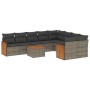 Set de sofás de jardín 10 pzas con cojines ratán sintético gris by , Garden sets - Ref: Foro24-3227992, Price: 581,93 €, Disc...