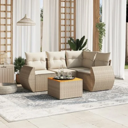 Gartensofa-Set mit 5-teiligen Kissen aus synthetischem Rattan in Beige. von , Gartensets - Ref: Foro24-3224987, Preis: 414,95...