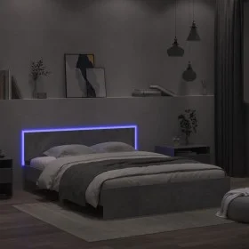 Concrete gray headboard bed frame and LED lights 160x200cm by , Beds and slatted bases - Ref: Foro24-3207598, Price: 196,56 €...