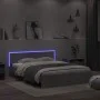 Concrete gray headboard bed frame and LED lights 160x200cm by , Beds and slatted bases - Ref: Foro24-3207598, Price: 196,85 €...