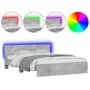 Concrete gray headboard bed frame and LED lights 160x200cm by , Beds and slatted bases - Ref: Foro24-3207598, Price: 196,85 €...