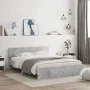 Concrete gray headboard bed frame and LED lights 160x200cm by , Beds and slatted bases - Ref: Foro24-3207598, Price: 196,85 €...