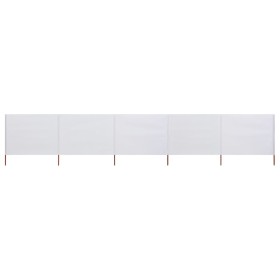 Paravientos de 5 paneles tela blanco arena 600x120 cm