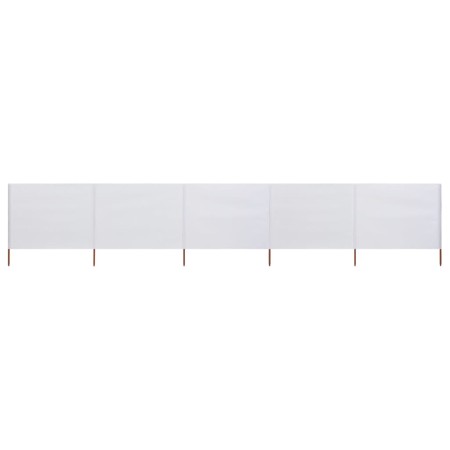 Paravientos de 5 paneles tela blanco arena 600x120 cm