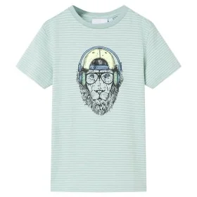 Camiseta infantil con rayas verde menta claro 128 de , Camisetas para niños - Ref: Foro24-12572, Precio: 8,19 €, Descuento: %