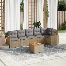 7-piece garden sofa set and beige synthetic rattan cushions by , Garden sets - Ref: Foro24-3258398, Price: 442,12 €, Discount: %