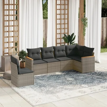 6-teiliges Gartenmöbel-Set und graue synthetische Rattankissen von , Gartensets - Ref: Foro24-3258420, Preis: 373,49 €, Rabat...