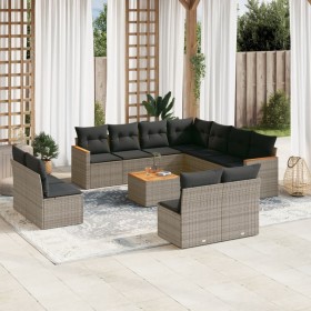 12-teiliges Gartensofa-Set mit grauen synthetischen Rattankissen von , Gartensets - Ref: Foro24-3258497, Preis: 655,37 €, Rab...