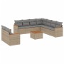 Gartensofa-Set mit beigen Kissen, 10-teilig, synthetisches Rattan von , Gartensets - Ref: Foro24-3258510, Preis: 660,89 €, Ra...