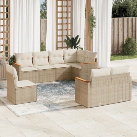 Gartensofa-Set mit beigen Kissen 8 Stück PE-Rattan von , Gartensets - Ref: Foro24-3258565, Preis: 554,88 €, Rabatt: %