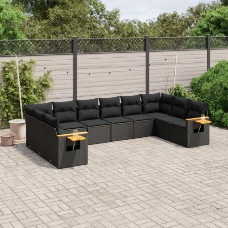 Garden sofa set 10 pieces with black synthetic rattan cushions by , Garden sets - Ref: Foro24-3259563, Price: 641,82 €, Disco...