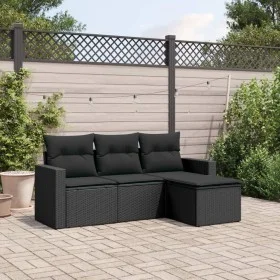 4-piece garden sofa set with black synthetic rattan cushions by , Garden sets - Ref: Foro24-3218855, Price: 253,37 €, Discoun...