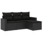 4-piece garden sofa set with black synthetic rattan cushions by , Garden sets - Ref: Foro24-3218855, Price: 246,85 €, Discoun...