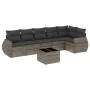7-piece garden sofa set with gray PE rattan cushions by , Garden sets - Ref: Foro24-3221399, Price: 447,14 €, Discount: %