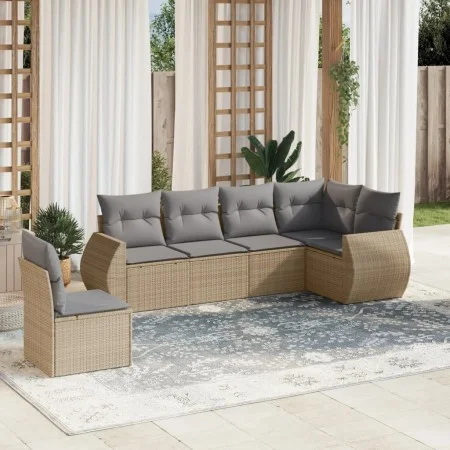 Garden sofa set with cushions 6 pieces beige synthetic rattan by , Garden sets - Ref: Foro24-3221428, Price: 413,20 €, Discou...