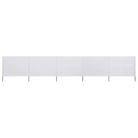 Paravientos de playa de 5 paneles tela blanco arena 600x160cm de vidaXL, Sombrillas - Ref: Foro24-47166, Precio: 70,99 €, Des...