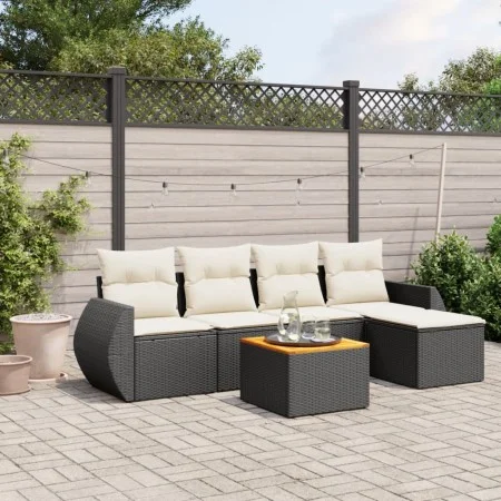 6-piece garden sofa set and black synthetic rattan cushions by , Garden sets - Ref: Foro24-3224978, Price: 354,82 €, Discount: %