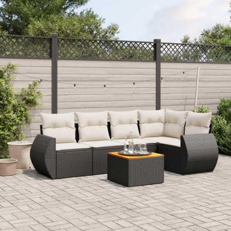 6-teiliges Gartensofa-Set und schwarze synthetische Rattankissen von , Gartensets - Ref: Foro24-3224992, Preis: 364,39 €, Rab...