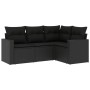 4-teilige Gartensofagarnitur mit schwarzen synthetischen Rattankissen von , Gartensets - Ref: Foro24-3218895, Preis: 286,38 €...