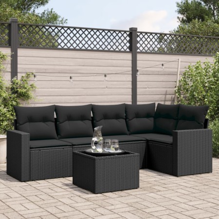 6-piece garden sofa set and black synthetic rattan cushions by , Garden sets - Ref: Foro24-3218925, Price: 386,95 €, Discount: %